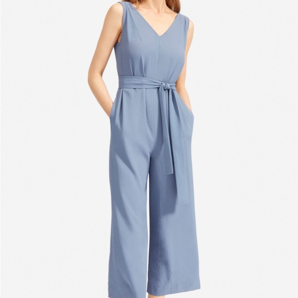 Everlane Japanese GoWeave Essential Jumpsuit in Dusty Blue